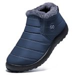 DUOYANGJIASHA Womens Snow Boots Fur Warm Ankle Booties Waterproof Comfortable Slip On Outdoor Winter Shoes Plus Size Blue