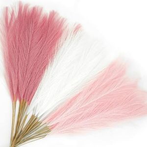 Agusbagli 30pcs Pink Faux Pampas Grass, 21.6in Fluffy Artificial Colored Pompas Grass Short Blush Fake Pampas Stems Vase Filler Flower Arrangement for Home Wedding Centerpieces Bohe Decor