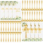 Rtteri 40 Pcs Gold Heart Shaped Coffee Spoons Wedding Gift Stainless Steel Mini Teaspoons Dessert Spoon Tea Party Wedding Favors for Guests Bridal Shower Souvenirs with 40 Gift Tags and 73.8 Ft Ribbon