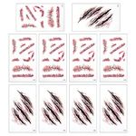 Sibba Waterproof Temporary Tattoo Stickers 10 Pieces Horror Realistic Fake Scar Scab Cosmetic Decor Halloween Cosplay Easter Day Masquerade Makeup Props Body Art Women Man