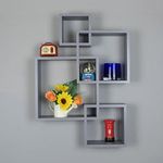 Gatton Design Floating Shelves, Wall Mounted Interlocking Cube Design, Grey, Shelves for Bedroom, Living Room, Bathroom & Kitchen, Wall Shelf for Décor