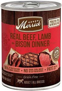 Merrick Grain Free Premium And Natural Canned Dog Food, Soft And Healthy Wet Recipe, Real Beef Lamb And Bison - (Pack of 12) 12.7 oz. Cans