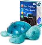 Cloud b Tranquil Turtle Aqua - White Noise Machine Baby, Baby Night Light & Portable White Noise Machine - Soothing Ocean Waves & Underwater Melodies, Cry Sensor, Rechargeable, Eco-Friendly