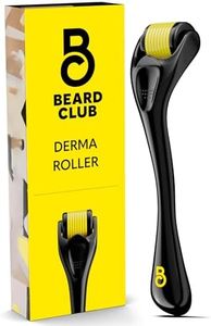 The Beard Club Derma Roller for Face, Body and Scalp - Microneedling for Men and Women with 540 Titanium Microneedles - Beard Roller & Micro Needling Scalp Hair - Black & Yellow