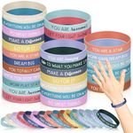 Chunyin 32 Pcs Motivational Silicone Wristbands Inspirational Rubber Bracelets Gifts for Students