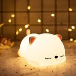 One94Store Cute Silicone Sleeping Cat Lamp Usb Rechargeable Color Changing Led Night Light With Touch Sensor Control For Kids Bedroom Déco Gifts For Baby, Children, (Pack Of 1), Multicolor