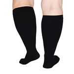 Plus Size Compression Socks Wide Calf Compression Socks for Women Men 20-30mmHg 4XL-7XL Extra Large Compression Support Socks, Black, 6X-Large