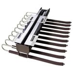 VOLO Metal Top Mounted Rack - 10 Arms Steel Pull Out Pants Hangers/Jeans Hangers For Closet - Clothes Organiser Storage Bar Pants Slide Out Rack Trousers Rack For Wardrobe Organization. Colour: Mocha