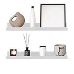 GEEZY Set of 2 Floating Wall Shelves Picture Ledge Display Racks Book Hanging Shelf (White, 45 x 10 x 5 cm)