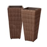 Patio Sense 62501 Alto 2-Piece Wicker Planter Set Box, Mocha