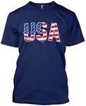 USA - Retro American Flag Stars & Stripes Men's T-Shirt (Navy, XX-Large)