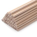 Wooden Dowel Rods Wood Dowels 3/16 x 12", 50PCS Round Wooden Sticks for Crafting, Macrame Dowels, Unfinished Hardwood Sticks for Crafts and Arts, Tiered Cake Support and Photo Props, Ribbon Wands