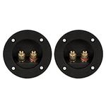 Goldwood Sound Speaker Box Terminal Cups 2 Round Power Speaker Terminal Plates Black (RGT-5000-2)