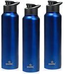 Speedex Stainless Steel 1000 Ml Water Bottle/Thunder for Fridge/School/Outdoor/Gym/Home/Office/Boys/Girls/Kids, Leak Proof and Bpa Free(Dark Blue Colour, Sipper Cap, Set of 3, 1 Litre)