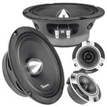 Timpano 1500 Watts Bundle 2X 6.5 TPT-MR6-4 Bullet Midrange Speaker 500 Watts 4 Ohm + 2X Super Tweeters TPT-ST2 Chrome for Car Audio Systems (2 Speakers, 2 tweeters)