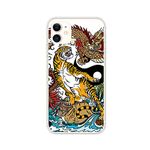 Blingy's for iPhone 12 Case (6.1 inch), Graphic Cool Dragon Pattern Fun Tiger Design Tattoo Art Animal Style Transparent Soft TPU Protective Clear Case Compatible for iPhone 12 6.1" (Tiger&Dragon)