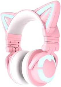 YOWU Casque de jeu pliable RVB 3G sans fil 5.0 avec son surround 7.1, micro intégré, éclairage et effet personnalisables via application, câble audio de charge de type C (rose)