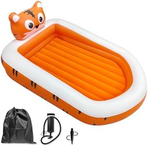 ABCKEY Inflatable Toddler Travel Bed, Portable Toddler Bed, Kids Blow Up Bed with Safety Sides and Hand Pump, Detachable Mattress, Soft Surface, Portable for Camping, Travel, Home Use