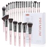 Maange 25Pcs Makeup Brush Set Premium Synthetic Concealer Blush Foundation Eyeshadow Brush Professional Make Up Brushes With Gift Box(Pink)