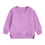 Unisex Kids Sweatshirt Toddler Pullover with Slit Hemline Boys Sweatshirt Girls Sweatshirt Baby Clothes Fall Solid Casual Long Sleeve Tops for Kid (Purple-a, 4-5 Years)