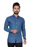 Besix Men Regular Fit Solid Oxford Blue Colour Cotton Blend Spread Collar Casual Shirt(CSRMNKT_OXFORDBLUE_S)