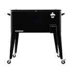 Permasteel 80-Qt Classic Outdoor Patio Cooler for Outside, Outdoor Beverage Cooler Bar Cart, Rolling Cooler with Wheels & Handles, Retro Design, Black