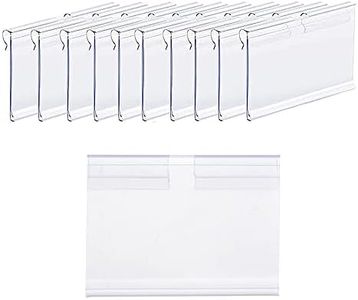 Price Tag Holder, 100 PCS Clear Plastic Label Holders for Wire Shelf Retail Price Storage Bins, Merchandise Sign Display Holder for Supermarket Shop Office Home (90 * 42mm)