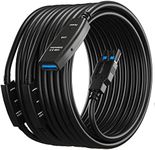 MutecPower 65 Feet Active USB Extension Cable 3.0 Male to Female with 3 Extension chipsets Signal Booster - Active Extension/Repeater Cord 20 Meters / 65 Feet (AC Power Supply Included)