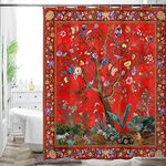 HMS Happy Memories Bohemian Flower Bathroom Curtain Colorful Boho Floral Print Beautiful Bright Polyester Fabric Cloth Shower Curtain for Bathroom Decoration, 72"x72" (11)