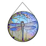 Payutou Hanging Stained Glass for Windows,20cm/7.87inch Dragonfly Hand-Painted Sun Catcher Garden Hangings Christmas Mother's Day, Valentine's Day Ornaments Festival Gift (C style)