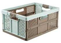 keeeper 1 x 32 Litre Extra Strong Folding Plastic Stacking Storage Crates Box - 30KG LOAD CAPACITY PER BOX - SOFT HANDLES - GREAT VALUE