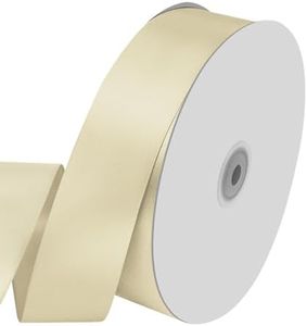 1-1/2" Wide x 100 Yards Single Faced Polyester Ivory Satin Ribbon, Perfect for Wedding, Gift Wrapping, Bow Making & Other Projects (Ivory)