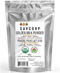390g (Up to 130 Servings) - 100% ORGANIC Certified GOLDEN MILK MIX | TURMERIC LATTE Powder Blend | Made with SUPERFOODS and premium quality spices : Turmeric (Curcumin), Ashwagandha, Ginger, Cinnamon, Cardamom, Black Pepper | for Lattes, Smoothies, Relaxing Teas and Baking | Sugar Free, Non-GMO, Vegan, Keto, Caffeine Free