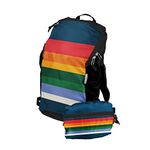 ChicoBag Travel Pack rePETe Recycled Backpack w/Built-In Pouch & Carabiner Clip | Perfect for Outdoor Activities | Eco-Conscious Packable Reusable Bookbag | Retro Stripe (Pack of 1)