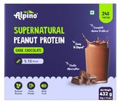 Alpino Supernatural Peanut Protein Powder Dark Chocolate 432g (12 Day Trial Pack) - 100% Plant-Based, High-Performance Protein - 24g Protein, 5.1g BCAAs, No Added Sugar, Gluten-Free, Vegan (36g, Pack of 12)