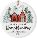 Fvviia New Home New Adventures New Memories 2024 Ceramic Christmas Ornament, New House Keepsake Gift, Homeowner Gift Ideas, Housewarming Gift, Christmas Tree Hanging Decorations…