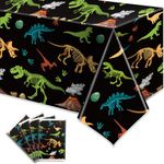 4 Pack Plastic Dinosaur Tablecloth, 54 x 108 Inch Disposable Dino Table Cloth for Rectangle Tables, Waterproof Table Cover for Dinosaur Birthday Decorations Jurassic Themed Party Decor for Kids Boy