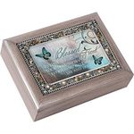 Cottage Garden Blessed to Have You as Friend Brushed Pewter Jeweled Music Box Plays Wonderful World