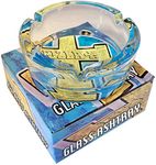 Rizla Glass Ashtray Smoking Cigarette Round Ash Tray by Premier Life (Blue Design)