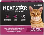NEXTSTAR Flea and Tick Prevention for Cats, Repellent, and Control, Fast Acting Waterproof Topical Drops for Cats Over 3.5 lbs, 6 Month Dose