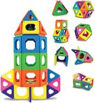 Discovery Kids 50-Piece 3D Magnetic Tile Set in 6 Colors, Construction Building Block Creativity Kit, Educational Learning STEM Toy, Safe Non-Toxic Engineering Development Preschool Activity, Ages 4+