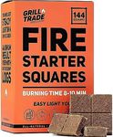 Grill Trade Fire Starter Squares 144, Easy Burn Your BBQ Grill, Camping Fire, Wood Stove, Smoker Pellets, Lump Charcoal, Fireplace - Fire Cubes are The Best Barbeque Accessories -100% All Natural