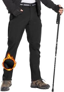 MOURCE Winter Pants for Men Polyester, Fleece Lined Ski Pants for Men Water Resistant, Black M