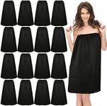 16 Pcs Disposable Spa Wraps for Women Non Woven Bathrobe Spa Robe for Women with Adjustable Closure Body Spa Towel Wrap for Bath Sweat Steaming Salon, Black