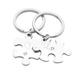 Eilygen Puzzle Piece Couple Keychains You are My Missing Piece You Fit Me Perfectly Keyring Set, Heart to Heart, Medium