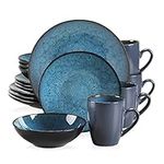 vancasso Bubble Blue Dinner Set, Reactive Glaze Dinnerware Tableware, 16-Piece Dinner Service with 11in Plate, 8in Dessert Plate, 7in Bowl and 380ml Mug, Service for 4