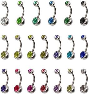 HONGXIN-SHOP Piercing Ombligo Hipoalergénico Acero Inoxidable Piercing de Ombligo Vientre Anillo con Imitación Diamantes Accesorios de Mujer Joyería Piercing del Cuerpo 20 Piezas