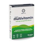 Vegan Multivitamins & Minerals - With High Strength Vitamin B12, D3, K2 & Iron - 180 Tablets in 100% Plastic-free Packaging - 6 Month Supply - Advanced Supplement for Men & Women - Palm Oil & GMO Free