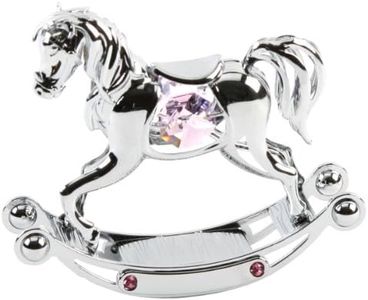 Crystocraft Chrome Plated Rocking Horse with Pink Crystals