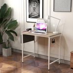 Computer Desk, Office Work Desk, Laptop Table with Storage Bag and Headphone Hook,Modern Simple Style Desks for Bedroom, Home, Office (BEIGE, 100 X 50 X 75 CM)